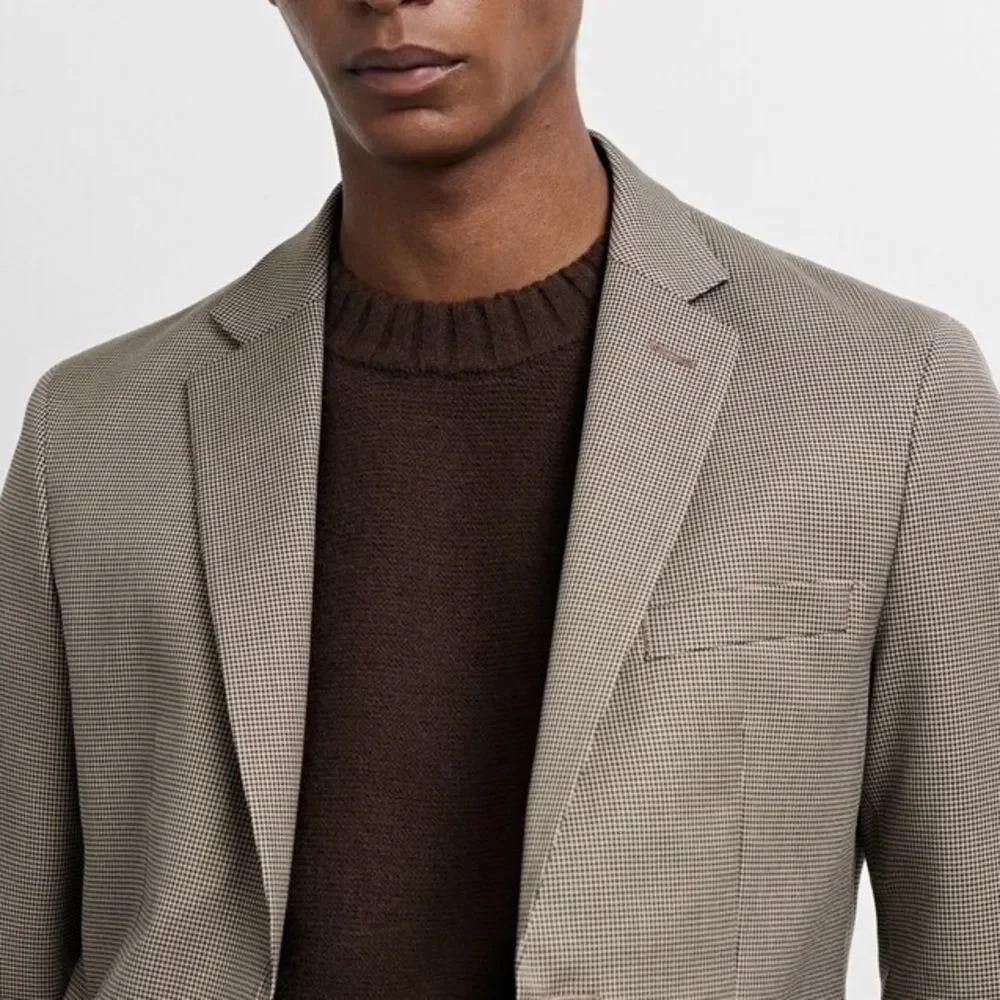 Michael Kors Men’s Blazer Sport Coat 40R Houndstooth Plaid Suit Jacket Classic